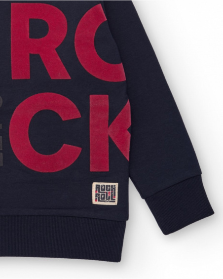 Sweat-shirt bleu marine avec imprimé contrastant "LET'S ROCK"