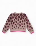 Pull en maille à motif léopard rose pour fille