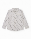 Chemise blanche à manches longues pour garçon avec petit imprimé