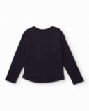 T-shirt noir à manches longues pour fille avec motif coloré en forme de cœur