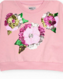 Sweat-shirt rose avec fleurs à paillettes pour fille