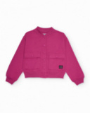 Veste fuchsia pour fille avec poches frontales