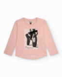 T-shirt rose pour fille avec imprimé de chaussons de danse