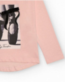 T-shirt rose pour fille avec imprimé de chaussons de danse