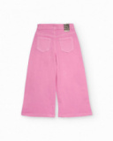 Pantalon culotte fille en denim rose