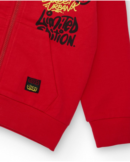 Sweat à capuche rouge pour garçon avec imprimé urbain