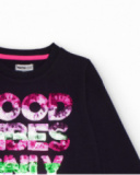 Sweat-shirt noir pour fille avec paillettes multicolores
