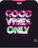 Sweat-shirt noir pour fille avec paillettes multicolores