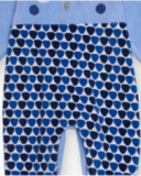 Barboteuse pour nouveau-né en bleu avec motif hibou et imprimé géométrique