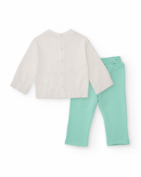 Ensemble pour nouveau-né: sweat blanc et pantalon vert