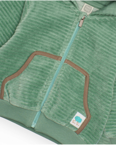 Ensemble trois pièces pour bébé garçon en vert et blanc avec motif de mouton