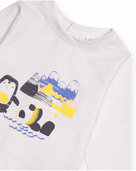 Ensemble pour bébé garçon avec t-shirt blanc et pantalon gris