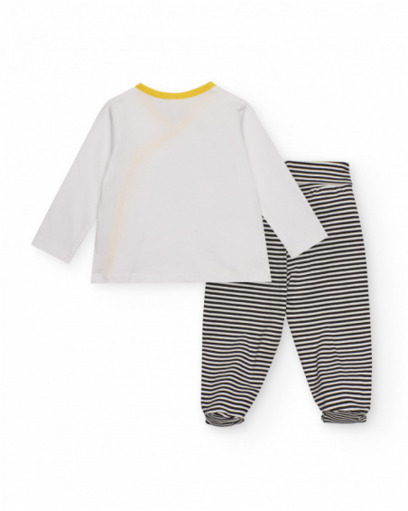 Ensemble t-shirt et pantalon pour nouveau-né couleur blanc et noir avec imprimé panda.