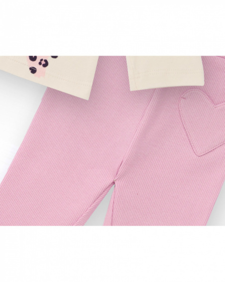 Ensemble rose pour fille avec motif léopard et cœurs