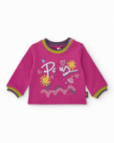 Sweat en tricot pour fille couleur fuchsia avec imprimé Tour Eiffel.