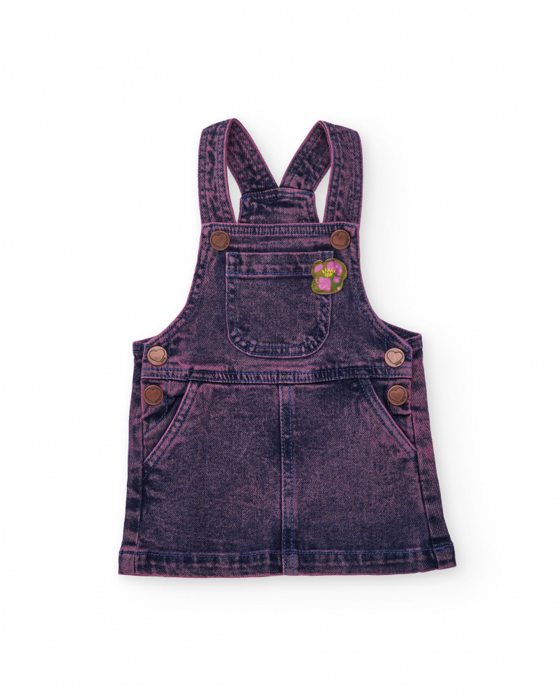 Pichi de mezclilla para niña en tono índigo con acabado lavado