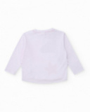 T-shirt blanche à manches longues pour fille avec imprimé d’étoiles colorées.