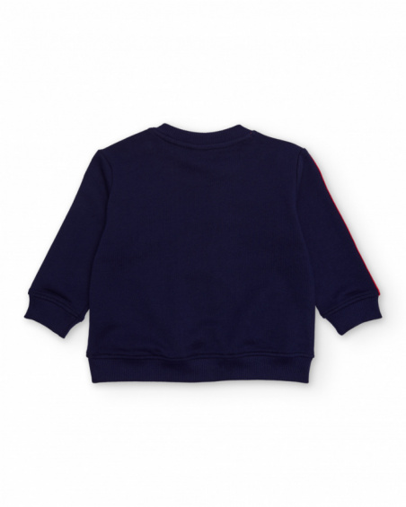 Sweat-shirt en molleton pour garçon bleu marine avec imprimé de ballon et texte.