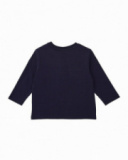 T-shirt en jersey pour garçon bleu marine avec imprimé spatial.