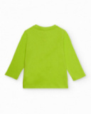 T-shirt en jersey pour garçon vert avec imprimé astronaute.