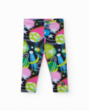 Leggings pour fille avec imprimé de planètes et d’étoiles aux couleurs vives.