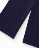 Pantalon en maille bleu marine pour fille avec cordon de serrage rose.