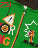 Ensemble pour garçon avec sweat à capuche vert et pantalon marron à motif outils