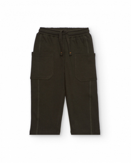 Pantalon en molleton pour garçon en marron avec poches cargo