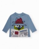 T-shirt bleu pour garçon avec imprimé espion