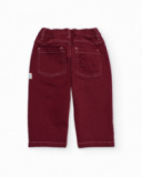 Pantalon garçon en bordeaux avec broderie "DOG"
