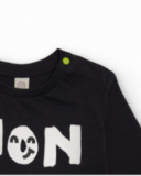 T-shirt à manches longues pour garçon en noir avec imprimé graphique