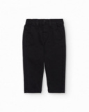 Pantalon long pour garçon en noir avec poches arrière et taille élastique