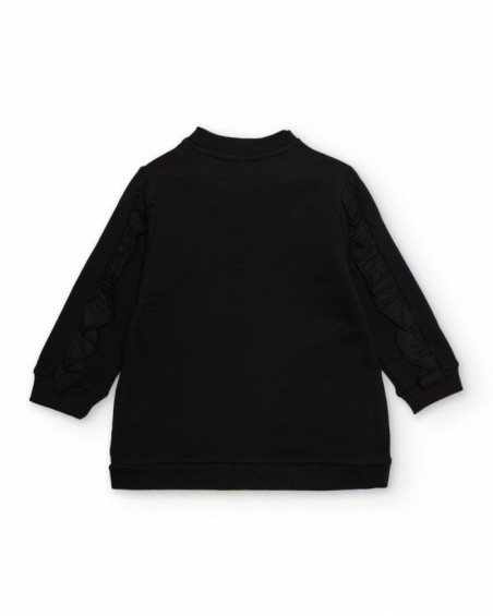 Robe pour fille en noir avec fleurs imprimées et sequins