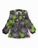 Veste fille en gris avec imprimé floral matelassé