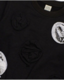 Sweat-shirt fille en noir avec appliques circulaires en relief