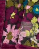 Veste en fourrure pour fille couleur bordeaux avec capuche et doublure fleurie