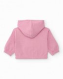 Sweat à capuche pour fille en rose avec arc-en-ciel et appliqués