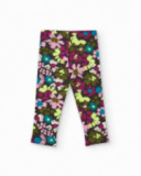 Leggings pour fille en marron avec imprimé floral multicolore