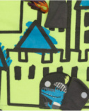 T-shirt à manches longues pour garçon en vert fluo avec imprimé château