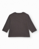 T-shirt à manches longues pour garçon en gris avec motif de dragon bleu