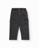 Pantalon cargo pour garçon en gris foncé avec poches latérales