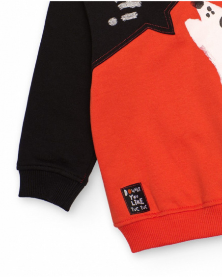 Sweat-shirt pour garçon orange avec loup hurlant