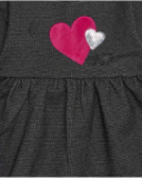 Robe grise pour fille avec cœurs appliqués