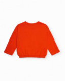 Sweat-shirt orange pour fille avec cœur fleuri