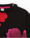 Sweat-shirt noir pour fille avec fleurs rouges et fuchsia