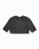 Sweat-shirt fille à carreaux vichy noirs, coupe droite