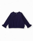 Sweat-shirt bleu marine fille avec fleur imprimée