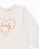 T-shirt blanc pour fille avec imprimé cœurs