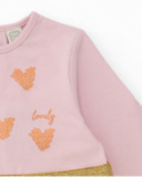 Robe pour fille rose avec jupe en tulle dans les tons roses et cœurs dorés