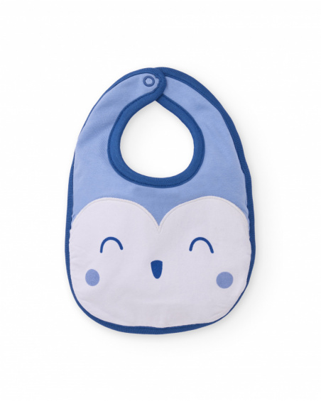 Lot de deux bavoirs pour bébé garçon en bleu et blanc avec amusants motifs de hiboux